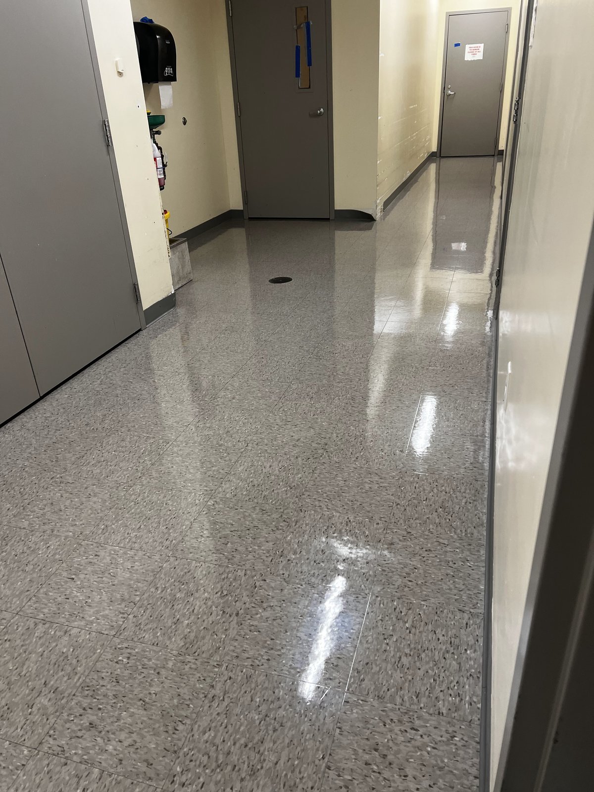 Corridor grey VCT after refinish