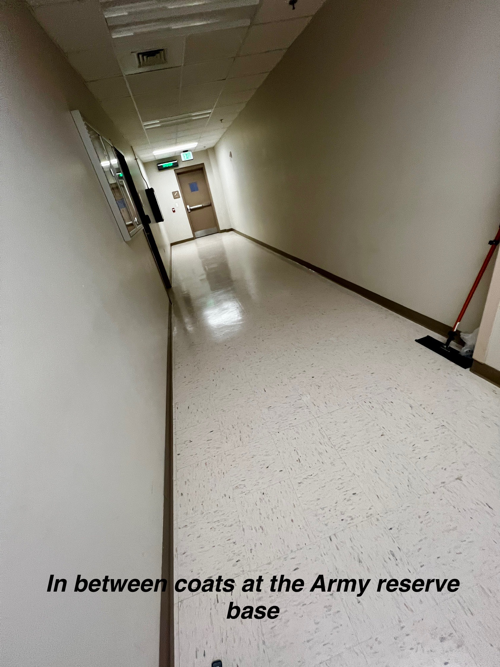 Army Reserve Base — hallway in between coats